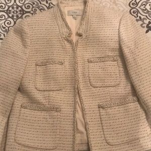 J. Crew cream and gold tweed jacket size 12
